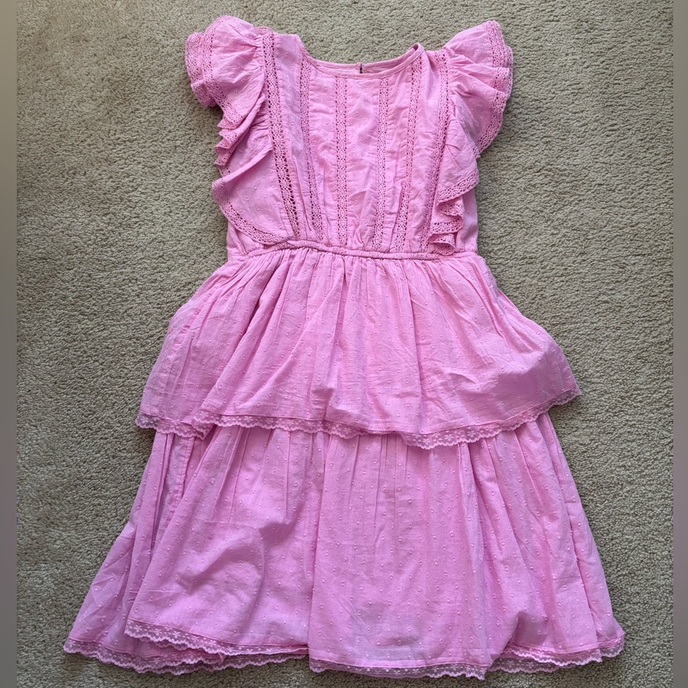 Joppa Ruffle Crotchet Pink Dress